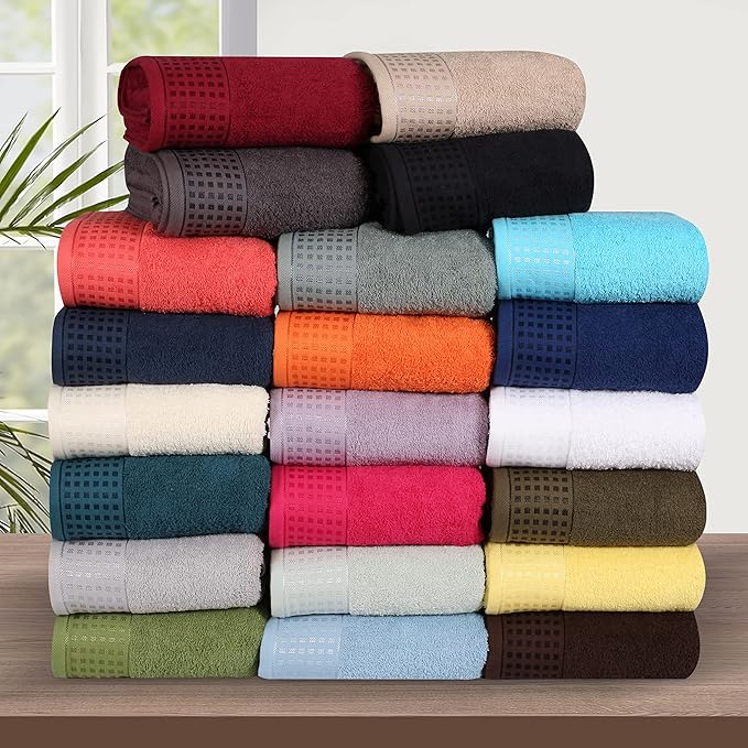 GLAMBURG 100% Cotton 2 Pack Oversized Bath Towel Set 28x55 Inches, Ultra Soft Highly Absorbant Compact Quickdry & Lightweight Large Bath Towels, Ideal for Gym Travel Camp Pool - Ivory