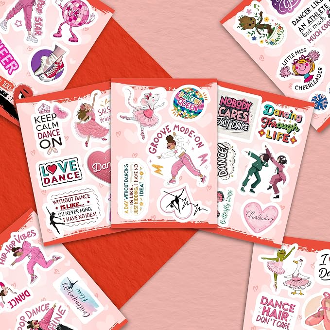 100Pcs Dance Stickers for Water Botlle, for Scrapbooking - Dancer Stickers - Gifts for Dancer - Dance Party Supplies - Gift for Women & Men