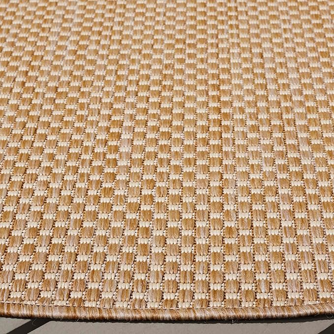 SAFAVIEH Washable Rug Outdoor Courtyard Collection - 5'3" x 7'6" Oval, Black & Beige, Non-Shedding & Easy Cleaning, Ideal for Patio, Backyard, Mudroom (CY8521-36621)