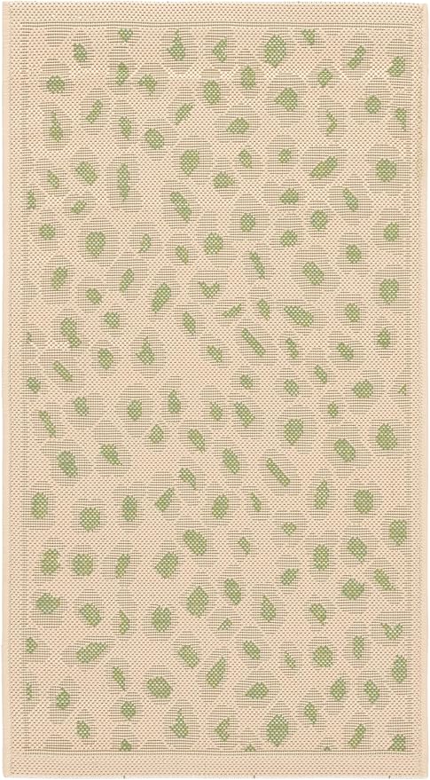 SAFAVIEH Washable Rug Outdoor Courtyard Collection - 2' x 3'7", Beige & Green, Non-Shedding & Easy Cleaning, Ideal for Patio, Front Door, Entryway, Doormat (CY6104-45312)