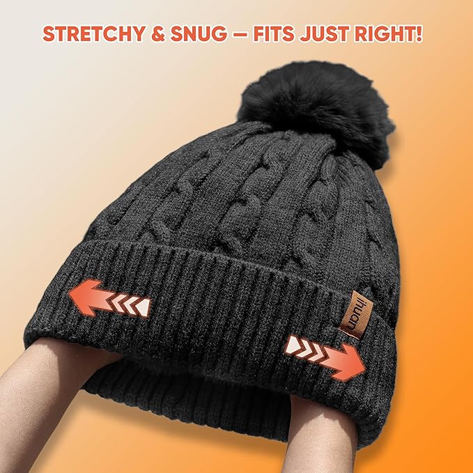 ihuan Winter Hat Scarf Gloves Warmer Christmas Gifts, Warm Knit Beanie Hat Touch Screen Gloves Set Neck Scarves for Women