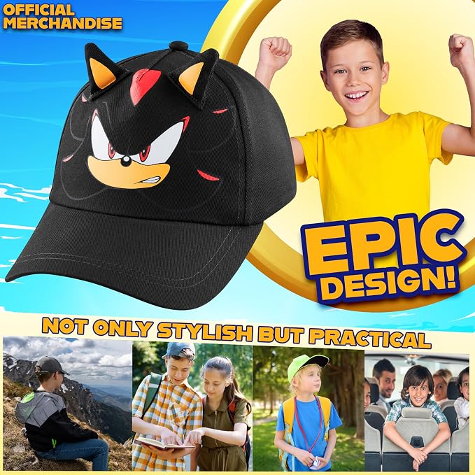 Sonic the Hedgehog Boys Baseball Cap Kids Sun Hat for Summer Beach Outdoor Play Cotton Ball Cap Gifts for Boys