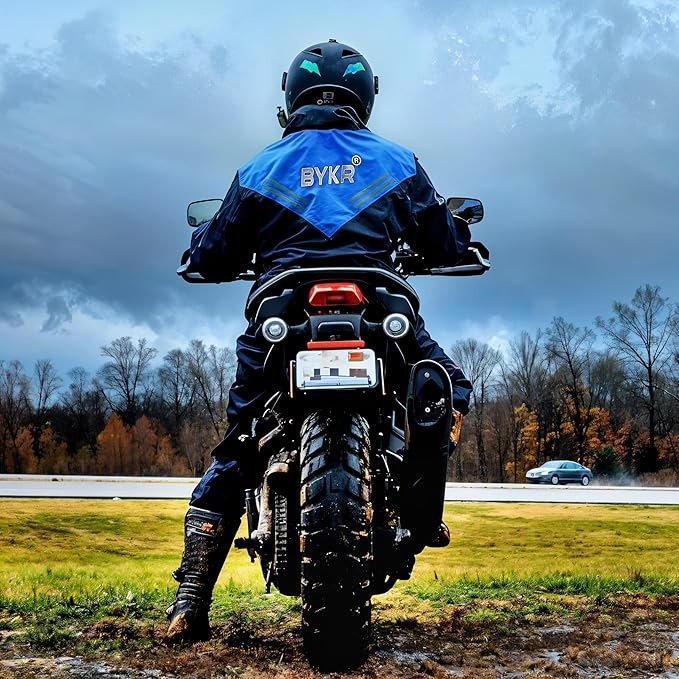 BYKR Waterproof Outdoors Motorcycle Rain Suits for Men & Women Cycling 2-Piece Breathable & Windproof Wet Weather Protection