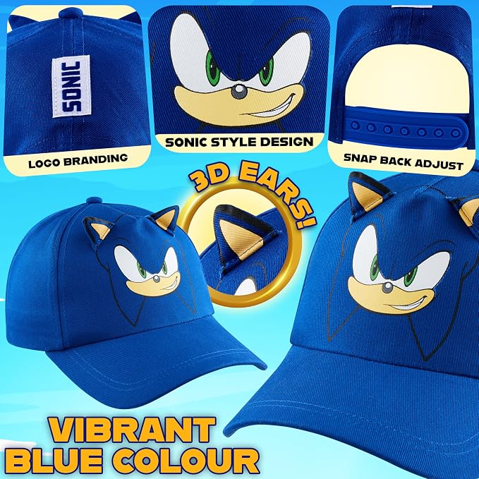 Sonic the Hedgehog Boys Baseball Cap Kids Sun Hat for Summer Beach Outdoor Play Cotton Ball Cap Gifts for Boys