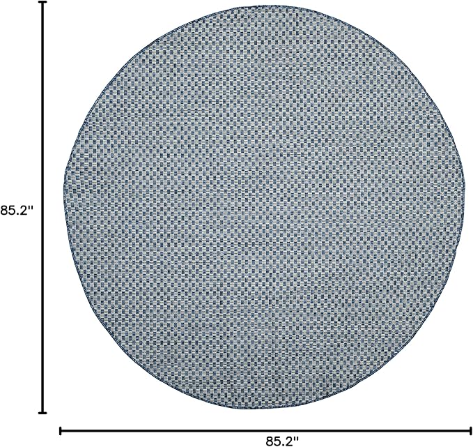 SAFAVIEH Courtyard Collection 7'10" Round Blue/Light Grey CY8653 Indoor-Outdoor Waterproof Easy-Cleaning Patio Backyard Mudroom Area-Rug