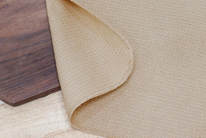 PurpleEssences Dish Cloths and Dish Rags - 6 Pack Waffle Weave Solid Kitchen Dish Wash Cloths, 100% Cotton, 12 x 12 Inches, Ultra Soft Absorbent Quick Drying - Christmas Holiday Winter - Beige