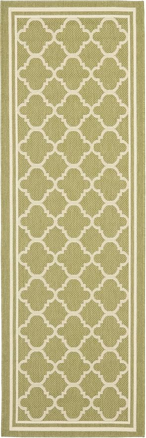 SAFAVIEH Courtyard Collection 2'3" x 8' Green/Beige CY6918 Trellis Indoor/ Outdoor Waterproof Easy Cleaning Patio Backyard Runner Rug