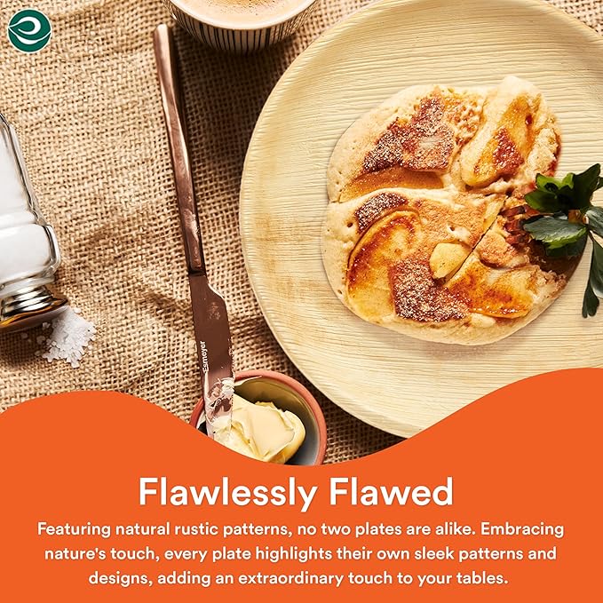 ECO SOUL Compostable 10 Inch Palm Leaf Round Plates (50 Count) Like Bamboo Plates | Biodegradable | Eco-Friendly, Microwave & Oven Safe