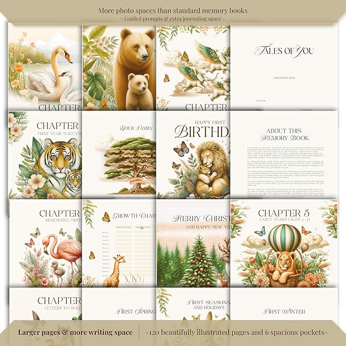 Baby Memory Book Boy Or Girl - Baby Book Keepsake - Scrapbook Album Journal First 5 Years Milestone Childhood Story New Parents Shower Gifts Elegant Durable Unique Modern Design Cherish Baby Memories