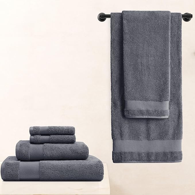 BIOWEAVES 100% Organic Cotton Bath Sheet Set of 2 | Soft Oversized Bath Towels | 700 GSM Premium Bath Towel Sheet Set GOTS Certified - Charcoal