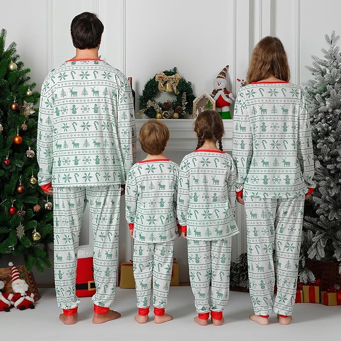 ANGELGGH Matching Christmas Pajamas for Family, Cute Vacation PJs Sets for Couples/Women/Men, Xmas 2 Piece Jammies Sleepwear
