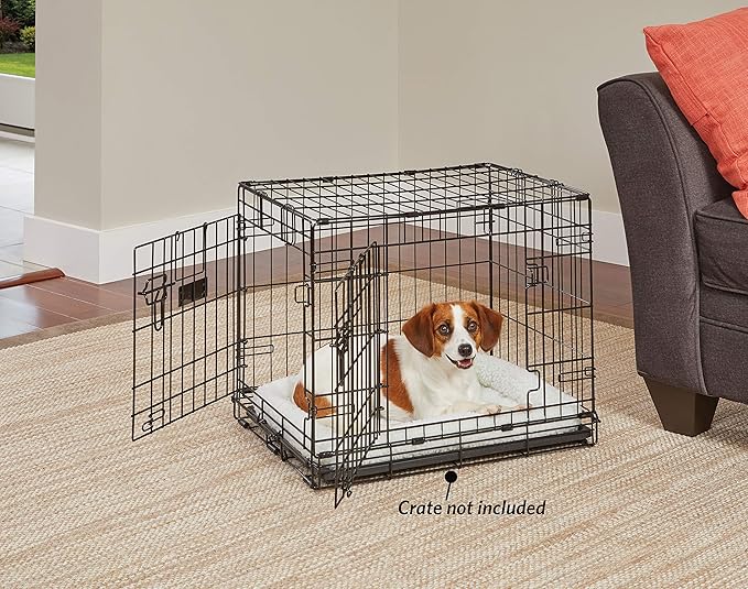 MidWest Homes for Pets QuietTime Dog Bed – White Fleece Bolster, Ultra-Soft and Machine Washable, Fits 24-Inch Crates and Carriers, for Small Breed Dogs (Pack of 2)