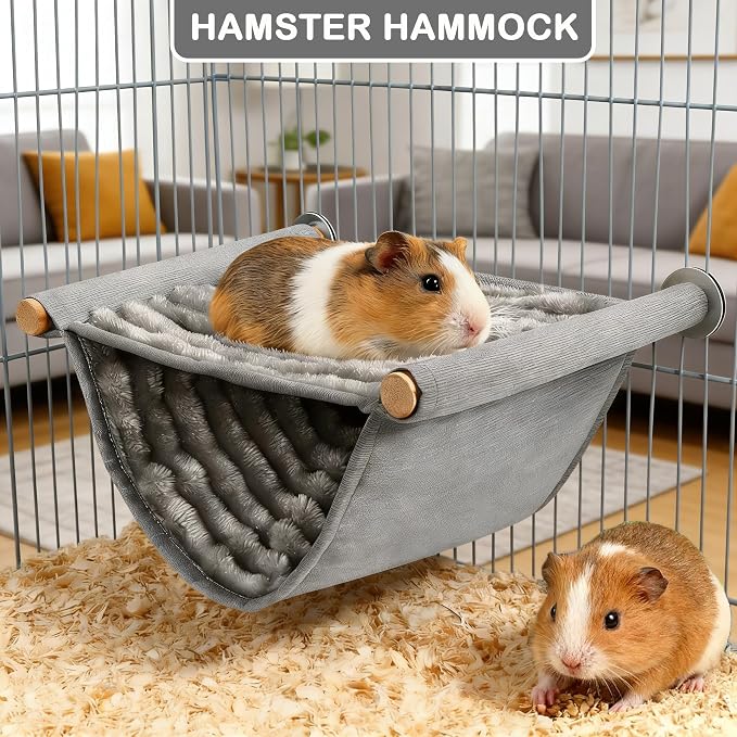 Warm Hamster Hammock House Mouse Rat Hanging Swing Bed Guinea Pig Cage Bedding Small Pet Animal Double Layer Cage Tent Hut Nest for Winter Mouse Rat Hamster Play Sleep