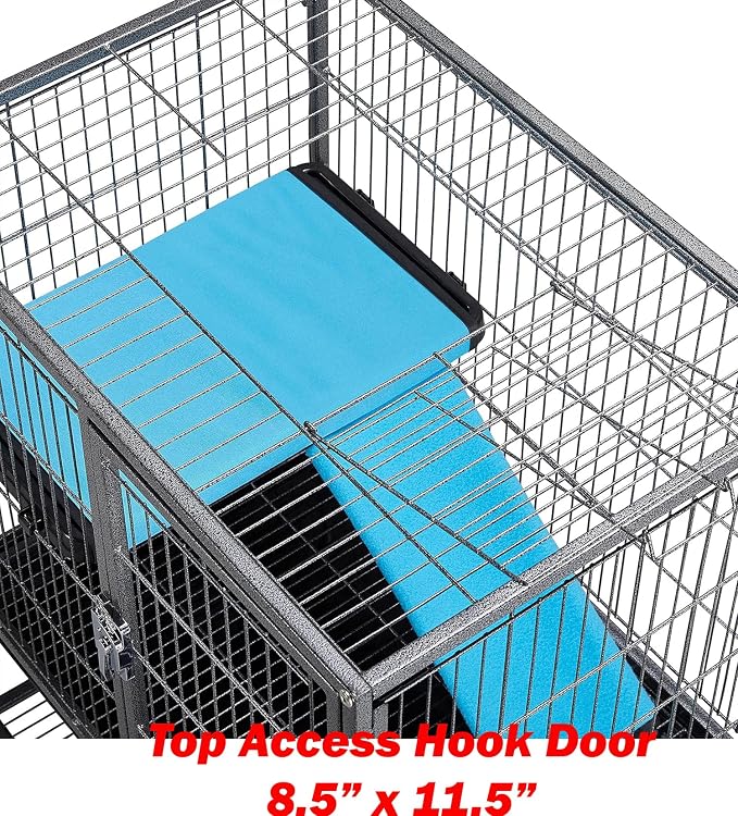 XX-Large 37"x24"x63"H Two Full Story Deluxe Double Unit Critter Cage Extra Large Double Large Front Doors Tight 1/2-inch Wire Spacing for Feisty Ferret Hammock Chinchilla Cat Sugar Glider On Wheels