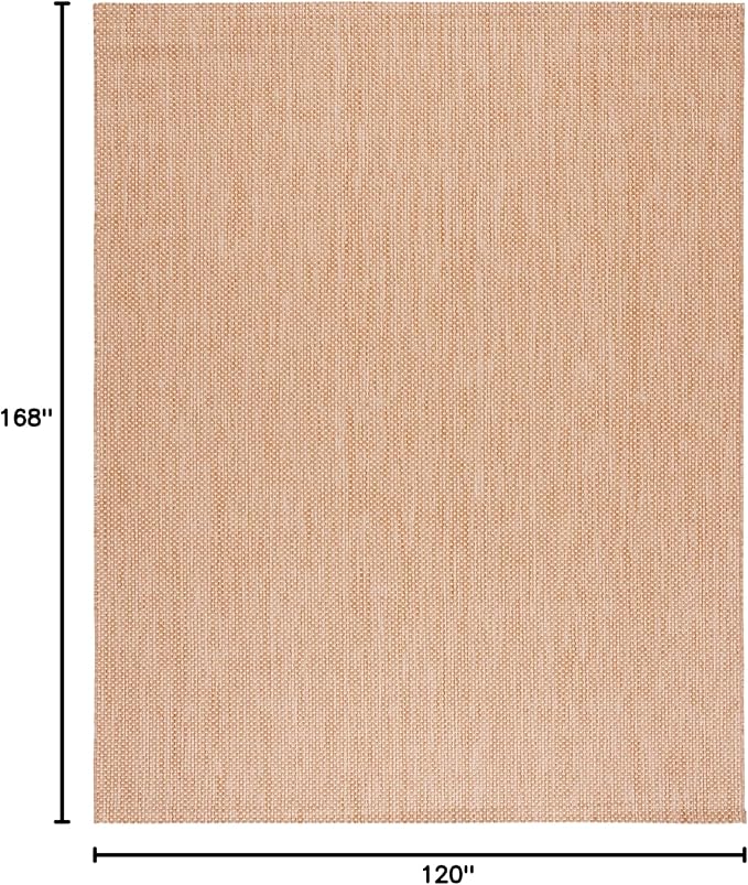 SAFAVIEH Washable Rug Outdoor Courtyard Collection - 10' x 14', Natural & Cream, Non-Shedding & Easy Cleaning, Ideal for Patio, Backyard, Mudroom (CY8521-03012)