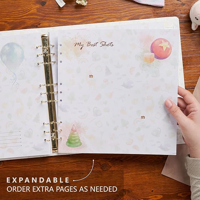Keepsake Baby Memory Book Girl Boy – Timeless Leather-Bound Baby Milestone Book – Baby Book Keepsake Record First 5 Years – Gender Neutral Baby Scrapbook Album Baby Album Journal Registry Search Gift
