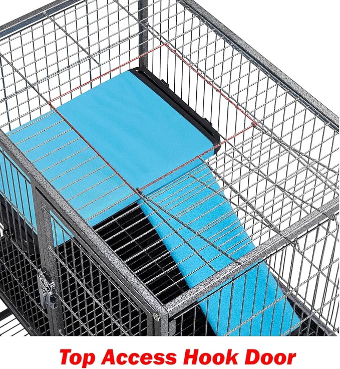 Extra Large 30.5"x18.25"x34"H Two Tiers Large Double Large Front Doors Tight 1/2-inch Wire Spacing for Feisty Ferret Hammock Chinchilla Cat Sugar Glider Home On Wheels