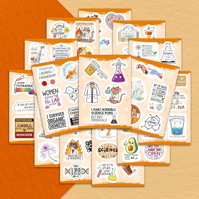 100Pcs Chemistry Stickers for Laptop, for Water Bottle - Funny Chemistry Gifts - Science Party Supplies & Decorations - Gift for Women & Men