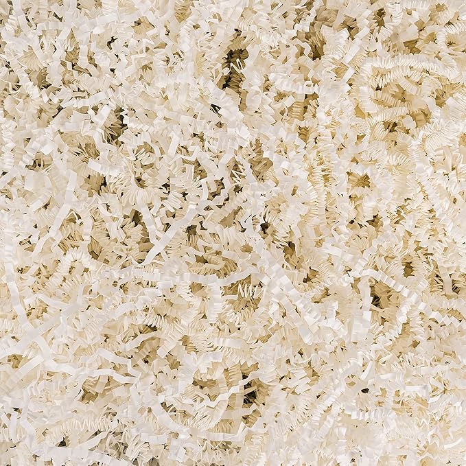 Uptotop 1/2 LB Crinkle Cut Paper Shred Filler for Gift Wrapping Basket Filling, Birthday, Christmas, Thanksgiving, Wedding, Mother's Day, White