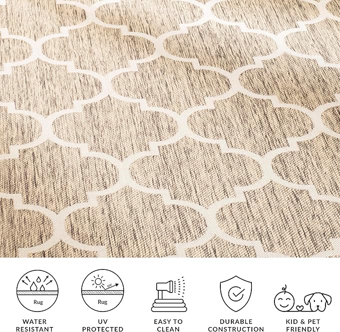 SAFAVIEH Courtyard Collection 2'3" x 14' Brown/Bone CY6914 Trellis Indoor/ Outside Waterproof Easy cleansingPatio Backyard Mudroom Runner Mat