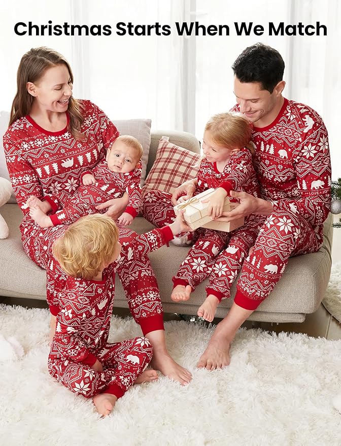 PATPAT Christmas Family Matching Pajama Sets Includes Christmas Socks - Perfect for Family Photos & Holiday Celebrations
