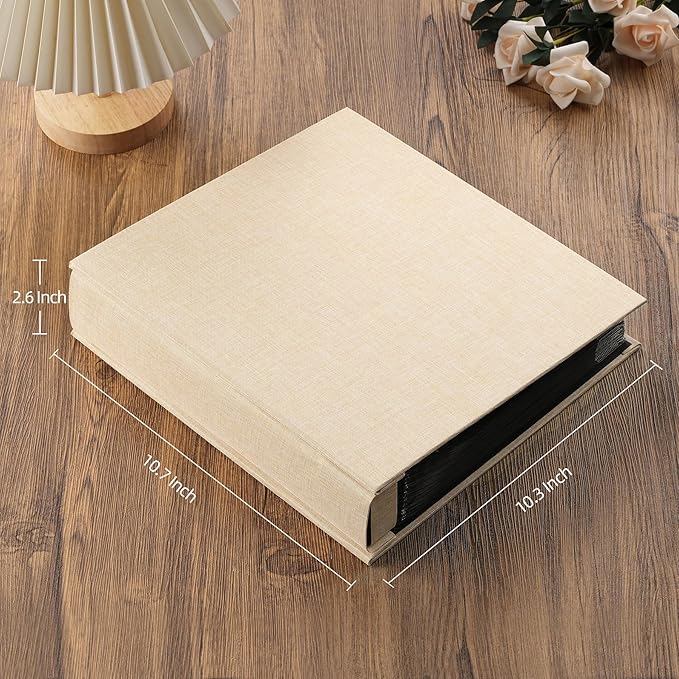potricher Small 8x10 Photo Album 160 Pockets Linen Cover Large Capacity Picture Book for Family Wedding Anniversary and Baby (Beige)