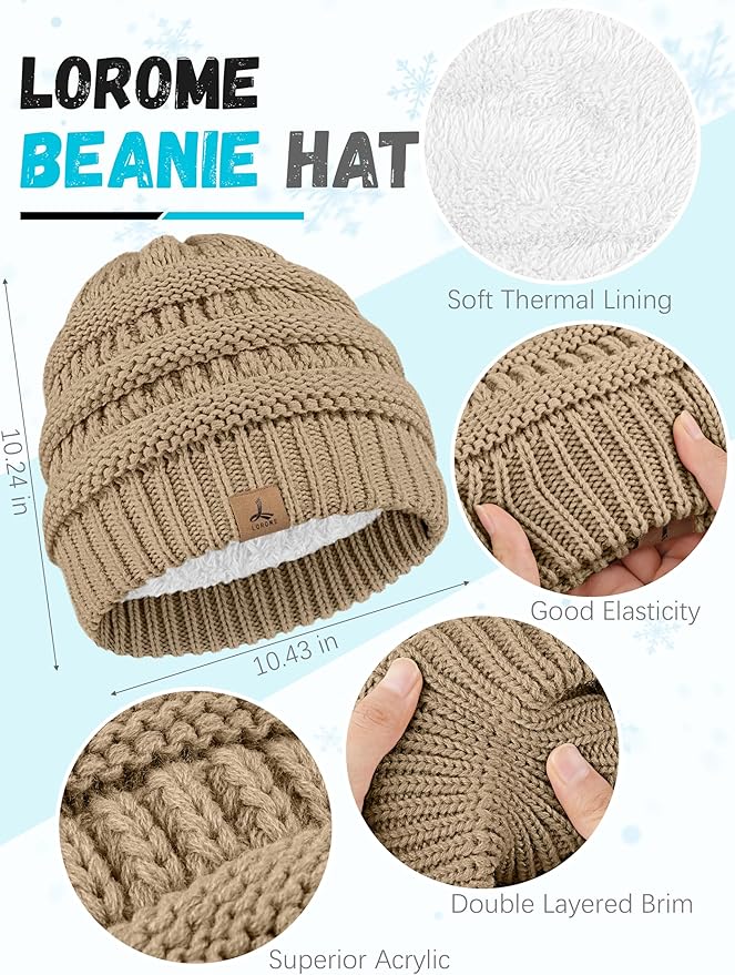 Winter Beanie Hat Scarf Gloves, Warm Fleece Knit Hats Touch Screen Gloves Neck Scarf Set Winter Gifts for Unisex Adult