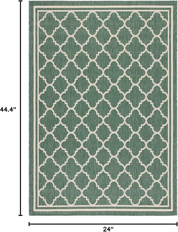 SAFAVIEH Courtyard Collection 2' x 3'7" Dark Green/Beige CY6918 Moroccan Trellis Geometric Indoor/ Outside Waterproof Easy cleansingPatio Backyard Mudroom Accent Mat