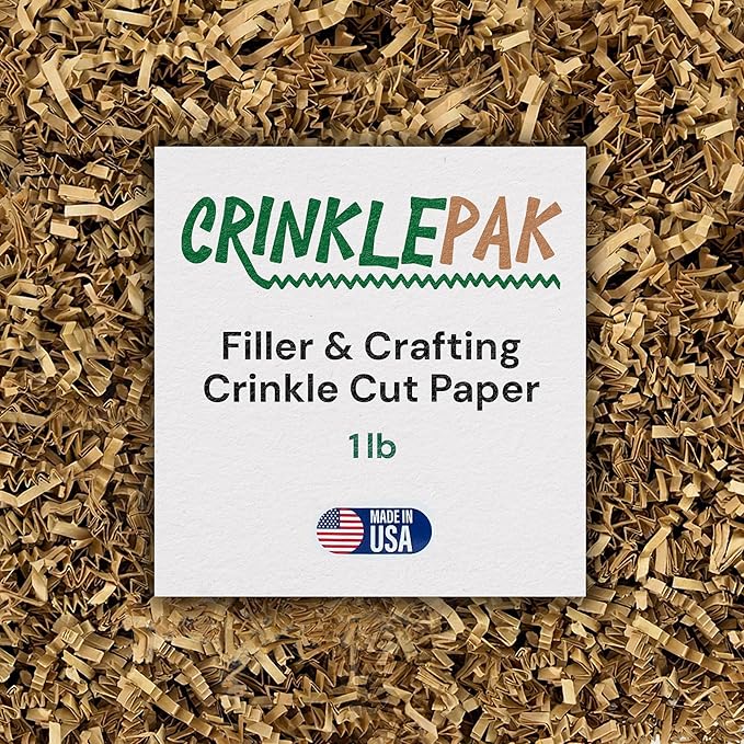 1LB USA Made Kraft Crinkle Paper Filler | Great Shredded Paper For Gift Baskets, Shipping Packages, Gift Box Filler, Basket Filler, Birthdays, Weddings, Anniversaries | Kraft Crinkle Shred