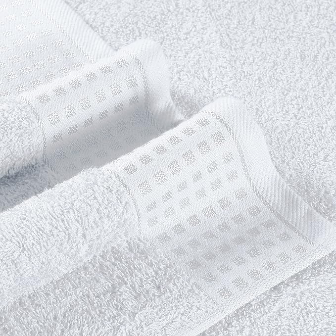 GLAMBURG 100% Cotton 2 Pack Oversized Bath Towel Set 28x55 Inches, Ultra Soft Highly Absorbant Compact Quickdry & Lightweight Large Bath Towels, Ideal for Gym Travel Camp Pool - White