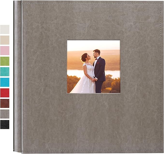 potricher Photo Album 4x6 600 Photos Leather Cover Large Capacity Picture Albums with 600 Horizontal and Vertical Pockets for Family Wedding Anniversary and Baby (Gray)