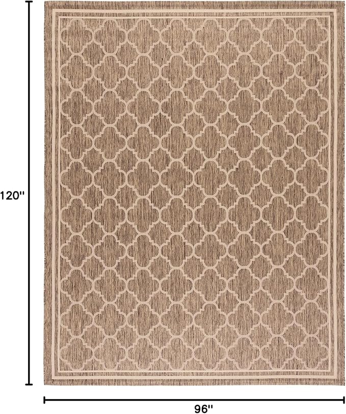 SAFAVIEH Courtyard Collection 8' x 10' Brown/Bone CY6918 Trellis Indoor/ Outdoor Waterproof Easy-Cleaning Patio Backyard Mudroom Area-Rug