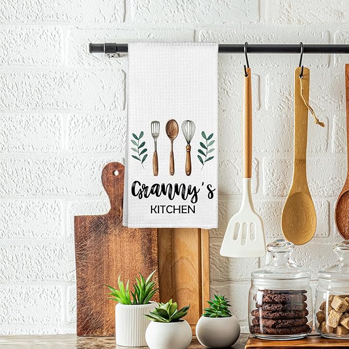 Granny's Kitchen Towels, Granny Grandma Christmas Birthday Gifts Hand Towels for Grandma from Grandkids, Rustic Farmhouse Decorative Tea Dish Towels for Room Mother's Day Decor 16x24 in