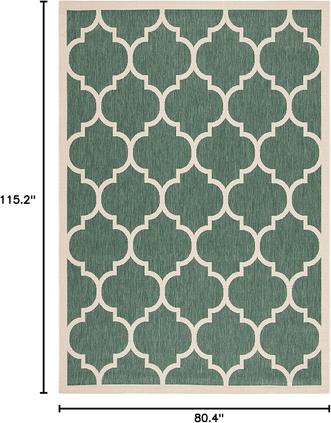 SAFAVIEH Courtyard Collection 6'7" x 9'6" Dark Green/Beige CY6914 Trellis Indoor/ Outside Waterproof Easy cleansingPatio Backyard Mudroom Area Mat