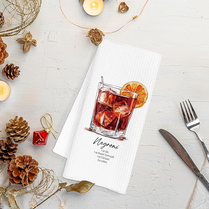 Cocktail Negroni Gifts Kitchen Towels, Cocktail Negroni Dish Tea Hand Towels for Kitchen Bar Decor, Gifts for Bartenders, 16x24 Inch