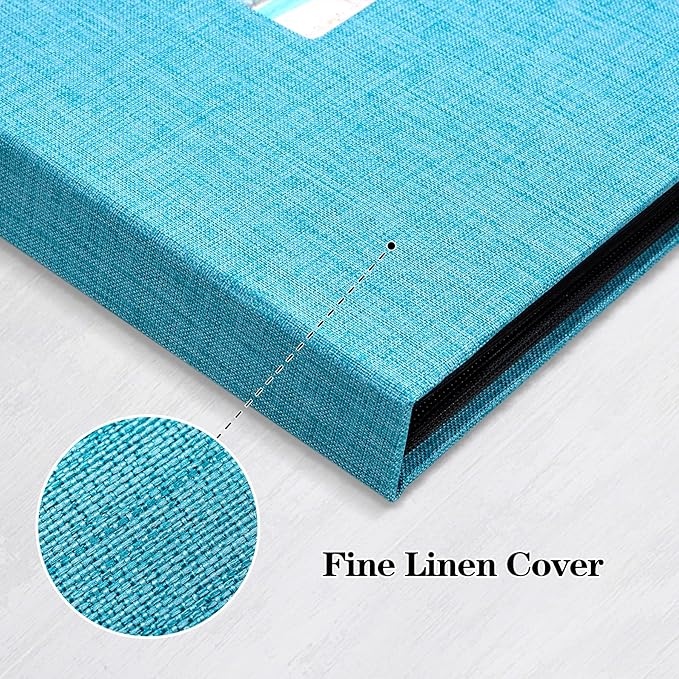 Mublalbum 2 Pack 4x6 Inch Blue Linen Hardcover Photo Albums with 26 Pages Each