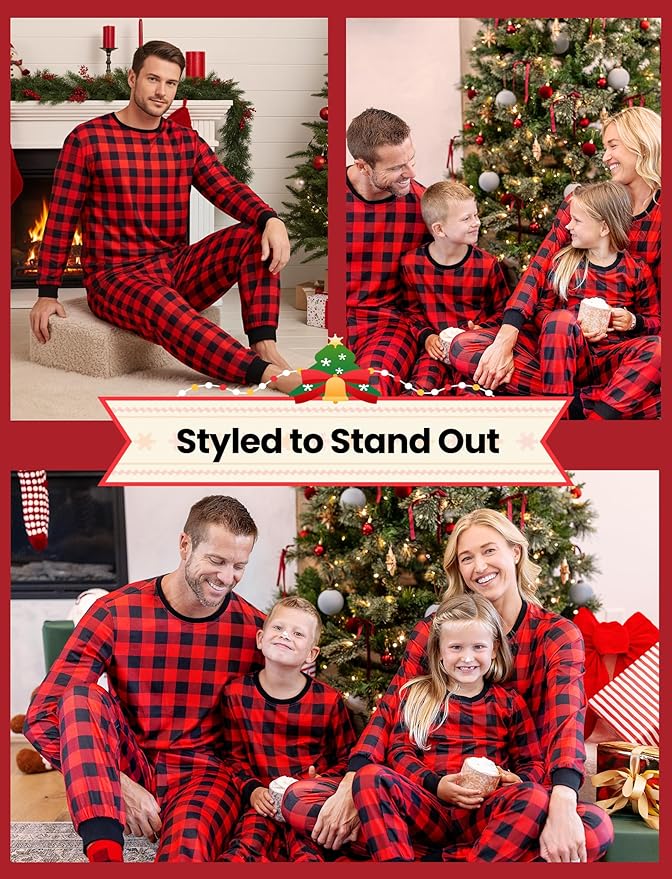 PATPAT Christmas Family Matching Pajama Sets Includes Christmas Socks - Perfect for Family Photos & Holiday Celebrations