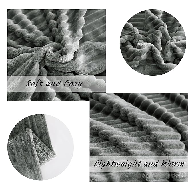 Ntbay Flannel Fleece Twin Blanket, Soft Lightweight Fuzzy Bed Blanket for Couch Sofa Bed All Seasons - Gray - 60 x 80 inches
