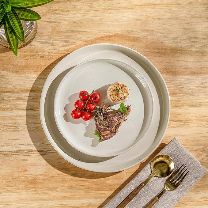 AmorArc Ceramic Dinnerware Sets with Pasta Bowls for 4, Handpainted Plates and Bowls Set with Rustic Terracotta Underside, Scratch Resistant Dishes Set, Dishwasher & Microwave Safe, 16 Pcs