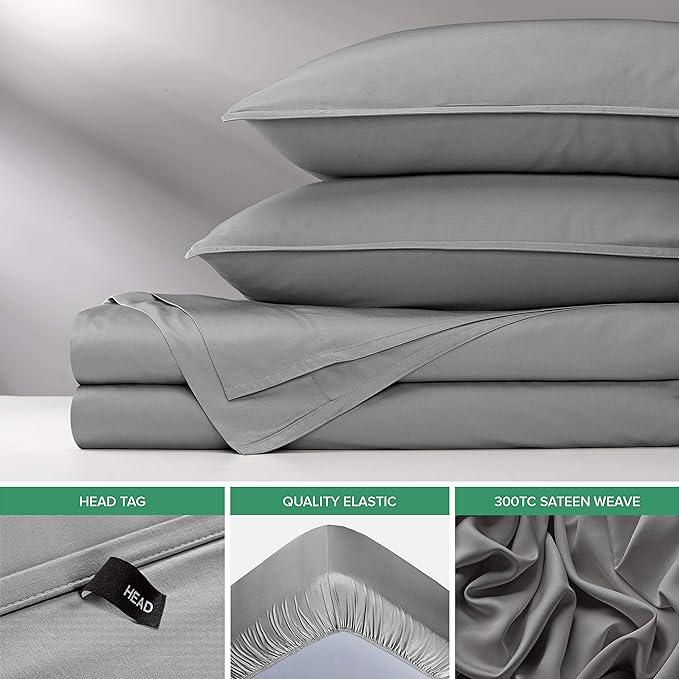 Short Queen Sheets by Pure Bamboo for RV Camper (60"x75") - Genuine 100% Organic Viscose Derived from Bamboo Bed Sheet Set, Soft & Cooling, Lifetime Quality Promise (Short Queen, Stone Grey)