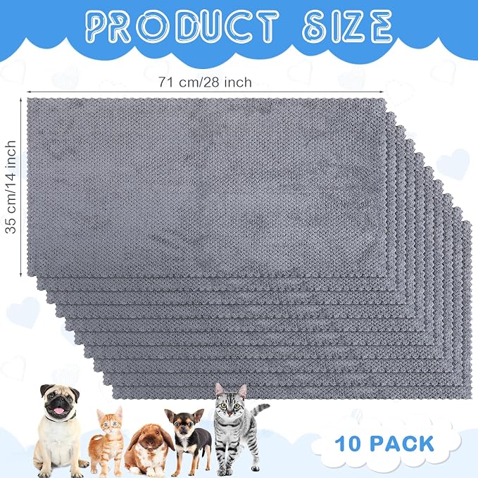 VitalCozy 10 Pcs Guinea Pig Cage Liners Washable Rat Bedding for Guinea Pigs Controlling Absorbent Waterproof Pee Pads Blanket for Rabbits Hamster Small Animal Chinchilla(Grid,14x28 Inch,Gray)