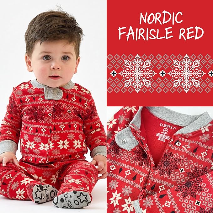 JAMIE Matching Family Jammies Holiday Pajamas 100% Organic Cotton PJs Adults, Kids, Toddlers, Baby, Pets