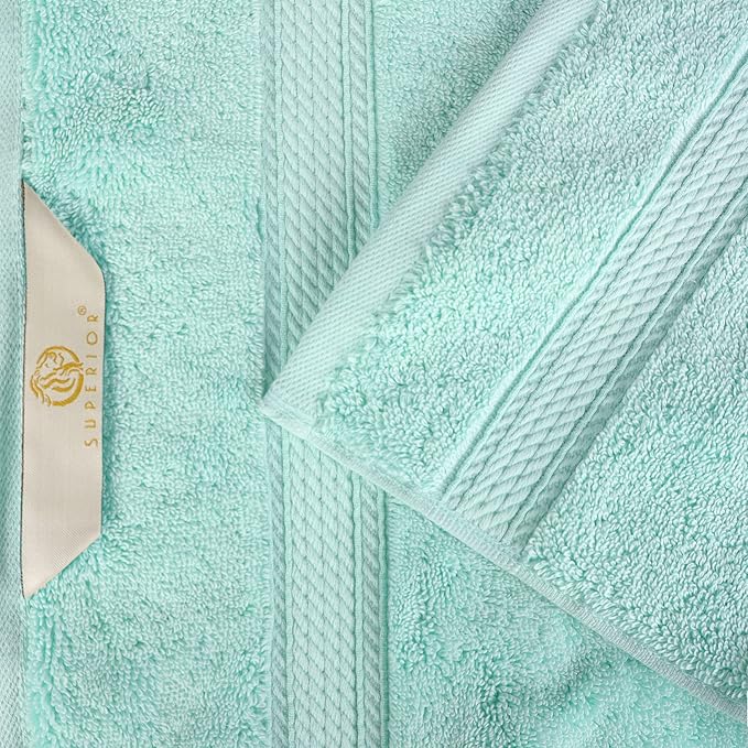BLUENILEMILLS Madison Egyptian Cotton Towels, Towel Set for Bathroom, Shower, Hotel, Plush, 900 GSM, Highly Absorbent and Ultra-Soft Towels, Bath Essentials, 8 Piece Assorted Towel Set, Sea Foam