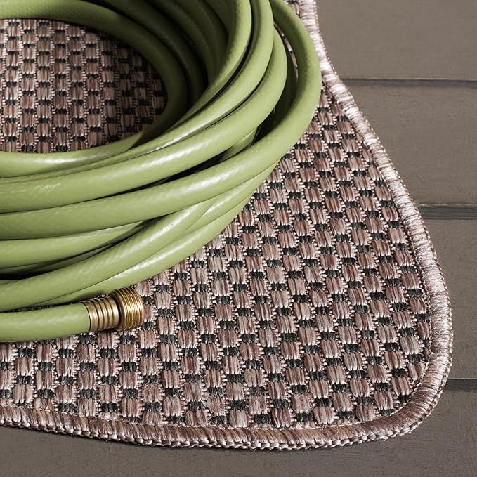 SAFAVIEH Washable Rug Outdoor Courtyard Collection - 2'7" x 5', Natural & Black, Non-Shedding & Easy Cleaning, Ideal for Patio, Backyard, Mudroom (CY8521-37312)