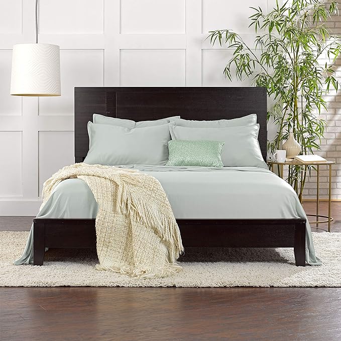 Short Queen Sheets by Pure Bamboo for RV Camper (60"x75") - Genuine 100% Organic Viscose Derived from Bamboo Bed Sheet Set, Soft & Cooling, Lifetime Quality Promise (Short Queen, Sea Glass)