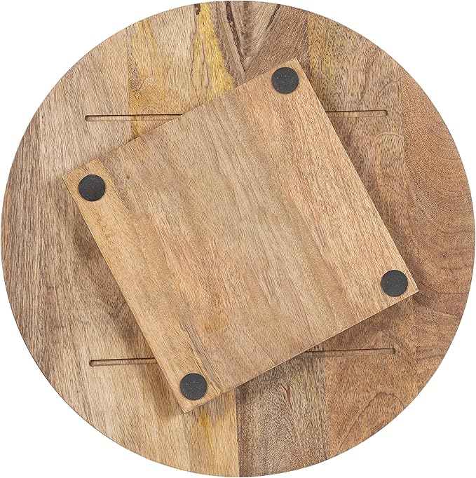 Kate and Laurel Halsey Round Lazy Susan Tray Organizer, 18 Inch Diameter, Transitional Round Countertop Organizer with Turning Lazy Susan for Kitchen Storage