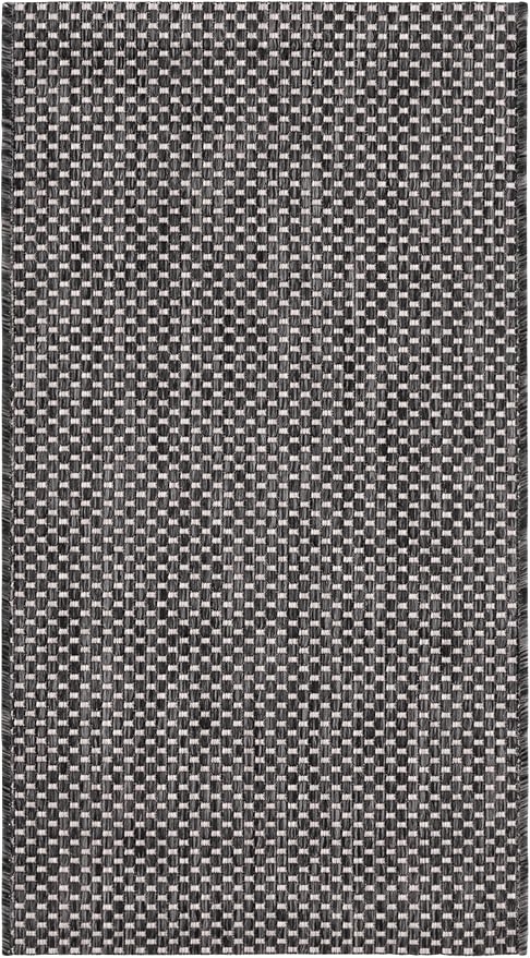 SAFAVIEH Washable Rug Outdoor Courtyard Collection - 2'3" x 5', Black & Beige, Non-Shedding & Easy Cleaning, Ideal for Patio, Front Door, Entryway, Mudroom, Doormat (CY8521-36621)