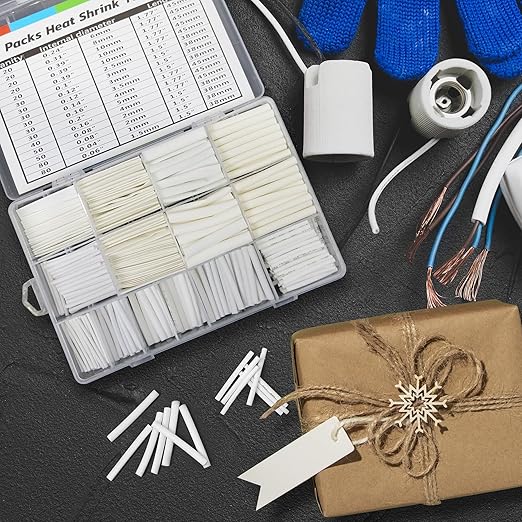 ASHINER 580PCS Durable Heat Shrink Tubing Kit - Ideal for Electric Insulation and Repairs with Convenient Storage Case, White