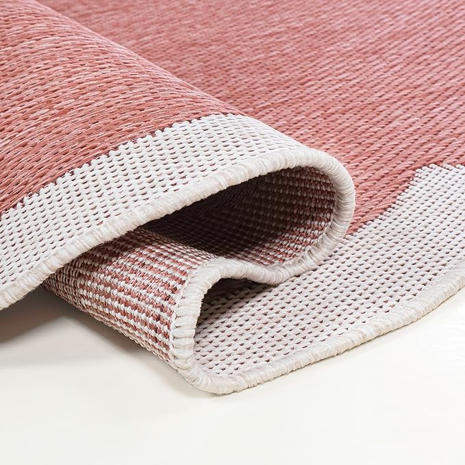 JONATHAN Y Cottage Two-Tone Scalloped Indoor Outdoor Area Rug 5X8 Light Rose/Cream, Alice Classic for Backyard, Patio, Porch, Easy-Cleaning, High Traffic, Pet-Friendly, Non-Shedding (SHP103B-5)