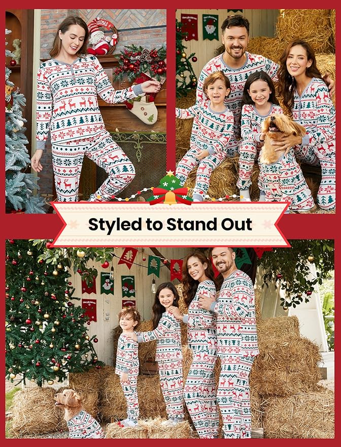 PATPAT Christmas Family Matching Pajama Sets Includes Christmas Socks - Perfect for Family Photos & Holiday Celebrations